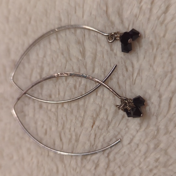 Silpada Sterling Silver 925 Black Onyx Threader earrings. W1311 - Picture 2 of 2